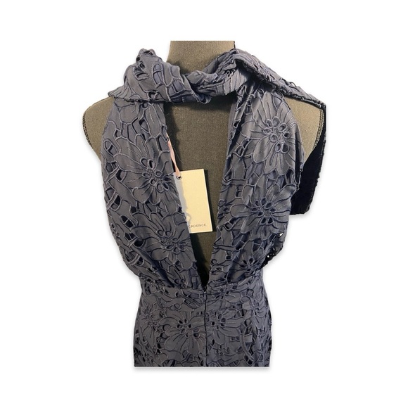 NWT True Decadence Navy Cut Work Organza Halter Neck Maxi Dress Sz 8 - Picture 5 of 7